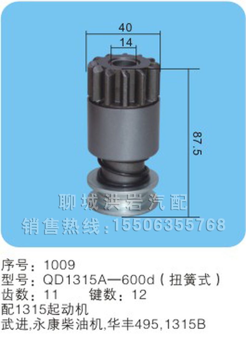 QD1315A-600d（序號(hào)1009）,馬達(dá)齒輪,聊城市洪巖汽車電器有限公司