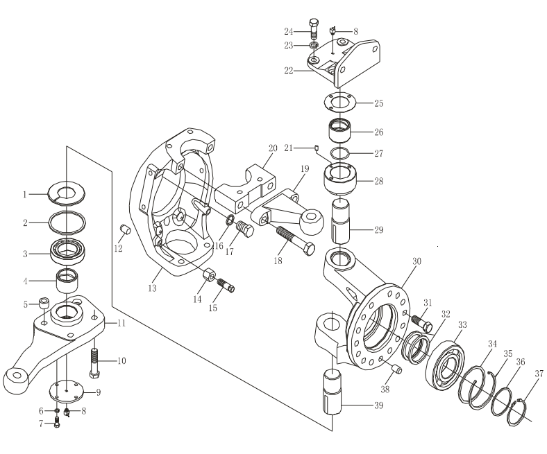 199100410007,Knuckle shaft fork assembly,濟南向前汽車配件有限公司