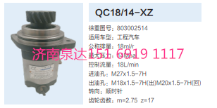 QC18/14-XZ,動力轉(zhuǎn)向齒輪泵,濟(jì)南泉達(dá)汽配有限公司