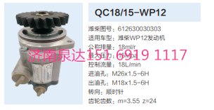 QC18/15-WP12,動(dòng)力轉(zhuǎn)向齒輪泵,濟(jì)南泉達(dá)汽配有限公司