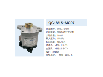 QC18/15-MC07,動(dòng)力轉(zhuǎn)向齒輪泵,濟(jì)南泉達(dá)汽配有限公司