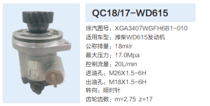 QC18/17-WD615,動力轉(zhuǎn)向齒輪泵,濟南泉達汽配有限公司