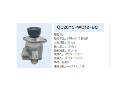 QC20/15-WD12-BC,齒輪泵,濟南泉達汽配有限公司