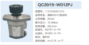 QC20/15-WD12PJ,齒輪泵,濟南泉達汽配有限公司