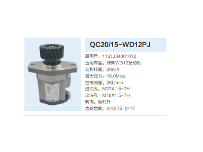 QC20/15-WD12PJ,齒輪泵,濟南泉達汽配有限公司