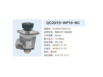 QC20/15-WP10-BC,齒輪泵,濟南泉達汽配有限公司