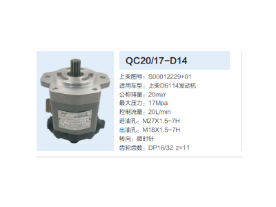 QC20/17-D14,齒輪泵,濟南泉達汽配有限公司