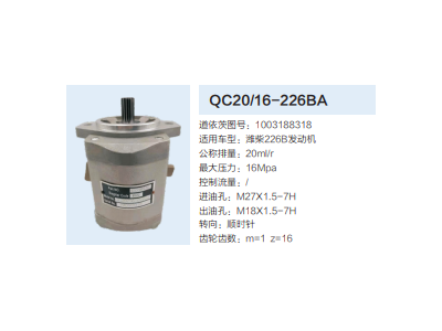 QC20/16-226BA,齒輪泵,濟(jì)南泉達(dá)汽配有限公司