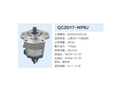 QC20/17-WP6J,齒輪泵,濟南泉達汽配有限公司