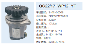 QC22/17-WP12-YT,轉(zhuǎn)向助力泵,濟(jì)南泉達(dá)汽配有限公司