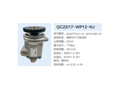 QC22/17-WP12-NJ,轉(zhuǎn)向助力泵,濟(jì)南泉達(dá)汽配有限公司