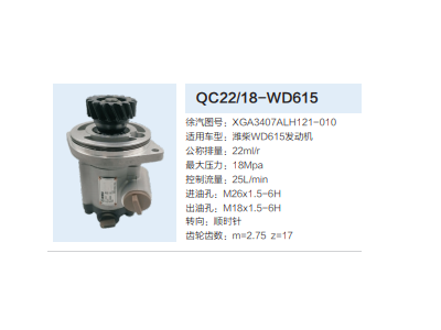 QC22/18-WD615,轉(zhuǎn)向助力泵,濟(jì)南泉達(dá)汽配有限公司