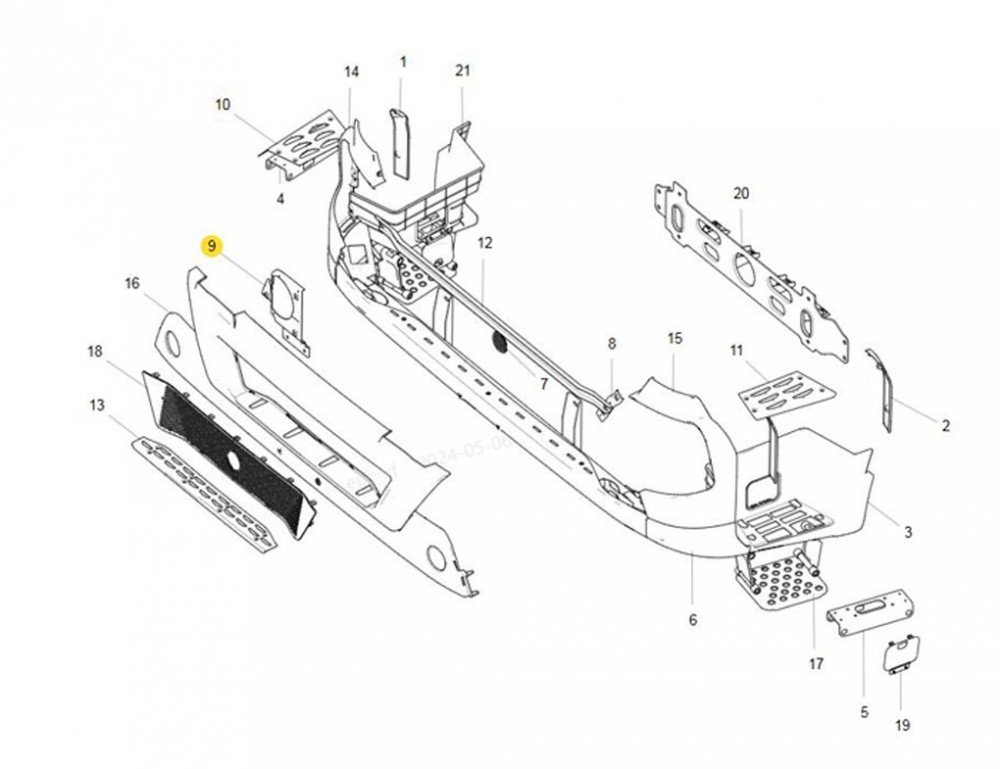 WG1664245014 右大燈連接板總成,Right headlight connection plate,濟(jì)南向前汽車配件有限公司