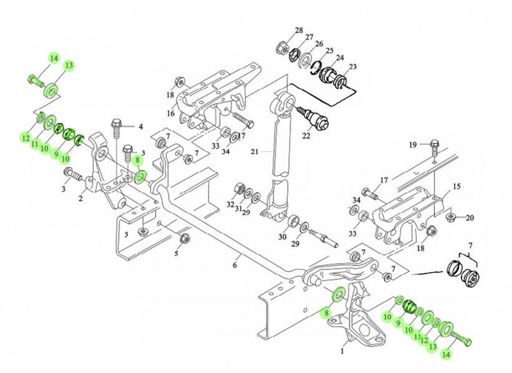 DZ13241430080-XLB   翻轉(zhuǎn)軸修理包,Tilting shaft repair kit,濟(jì)南向前汽車配件有限公司