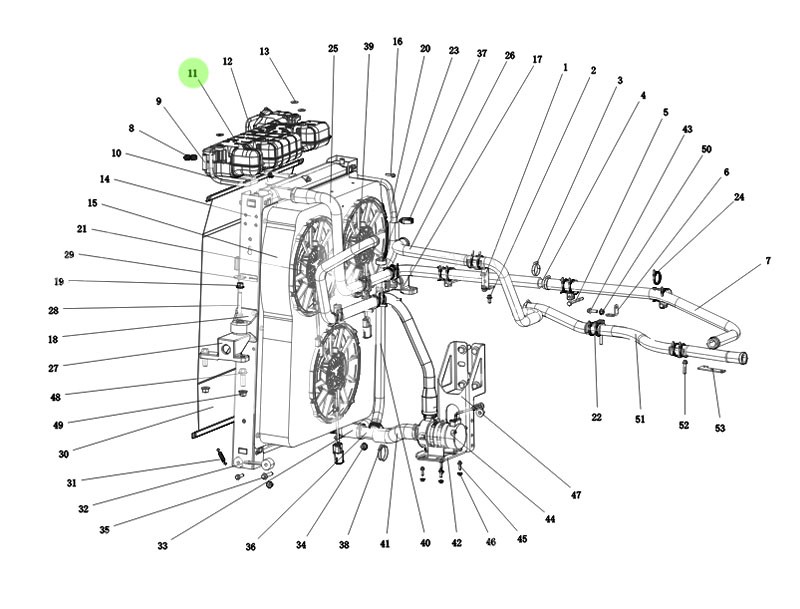 DZ9M389533020  膨脹水箱總成（帶液位傳感器）,Expansion tank assembly (with level sensor),濟南向前汽車配件有限公司